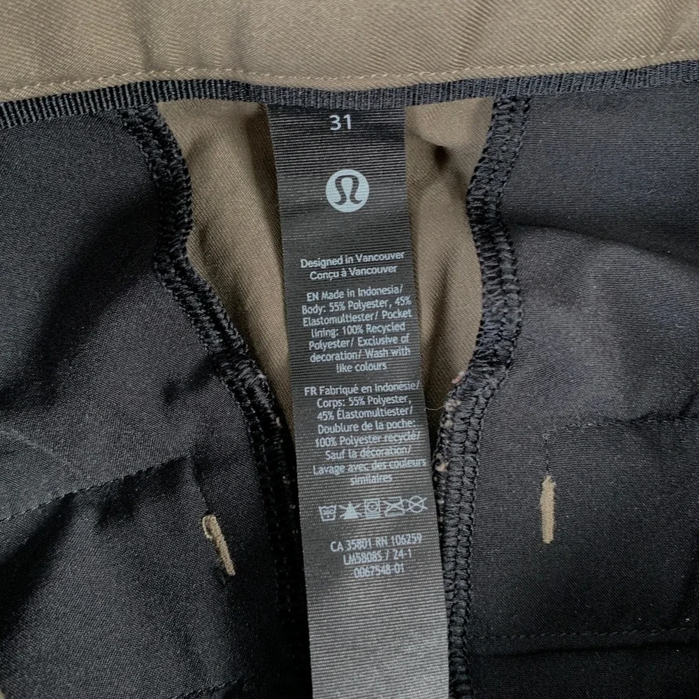 Lululemon ABC Pant Men 31x30 Brown Stretch Warpstreme Tech Chino Classic Fit